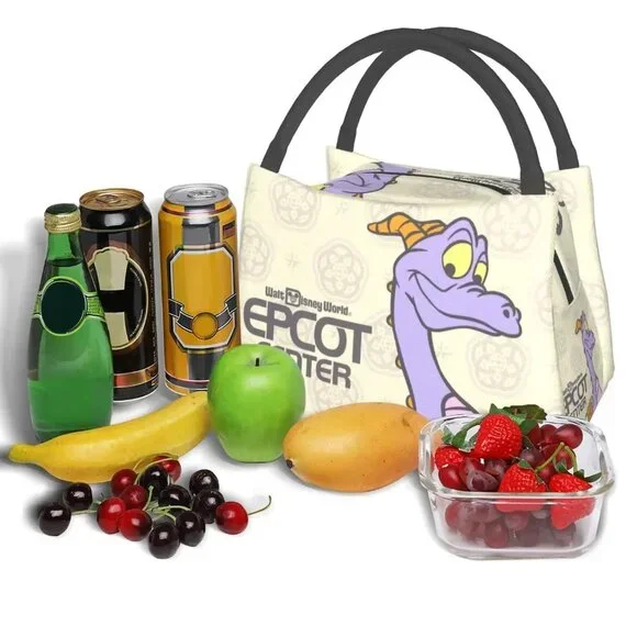 EPCOT Retro Insulated Lunch Bag Smiling Figment Beige Disney Imagination NWOT - Picture 8 of 8